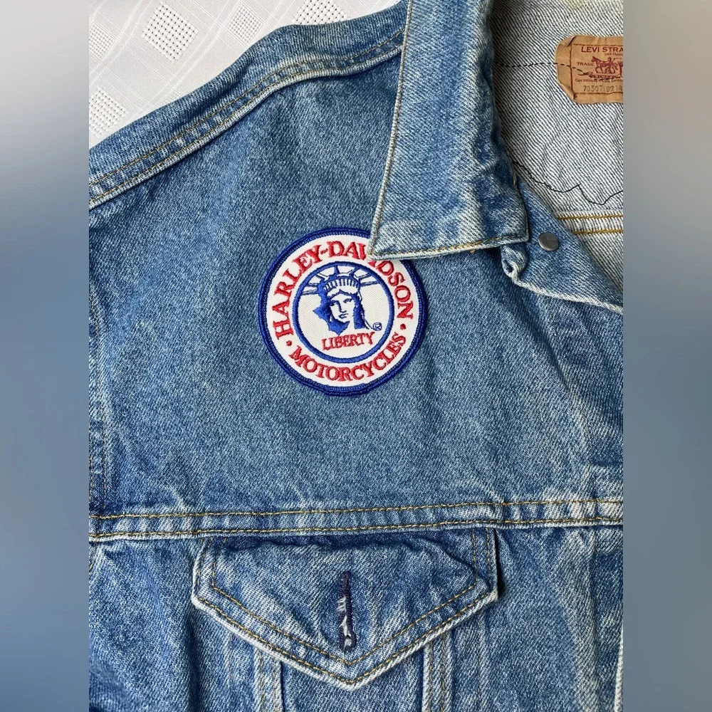 Vintage Levi’s 70507-0214 Made USA Harley HOG Denim Trucker Jacket XL - Picture 8 of 15